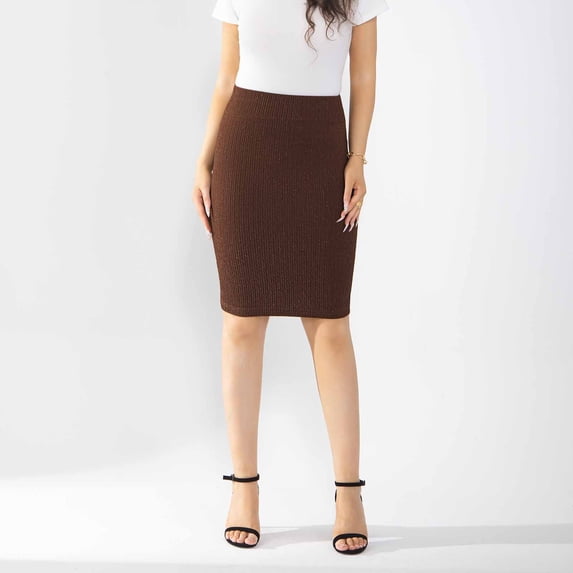 Fashionable Women's Olid Color Bright Silk High Waist Slim Elegant Summer Hip Hugging Skirt Business Casual Outfits Going Out A Line Skirt Casual