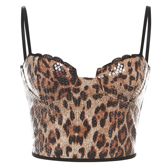 Fashionable Women's Shorts In Low Rise Styles With Sequins And Leopards Print Short Pant For Casual Or Party Wear