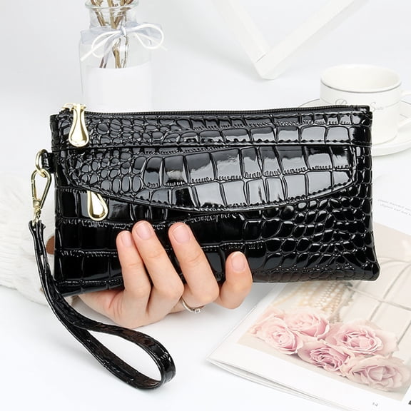 Fashionable Women's Small Handbag, Versatile Daily Use Wristlet Bag With Croc-Embossed Texture, Stylish Compact Accessory Ideal For Girls And Ladies To Elevate Their Casual And