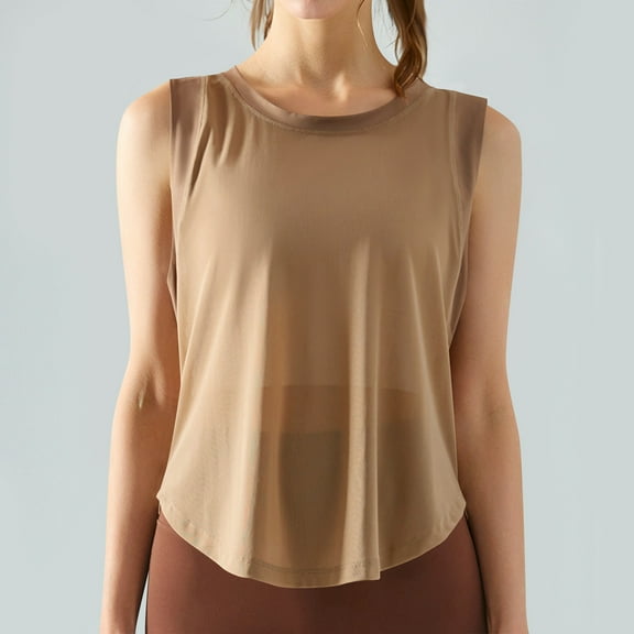 Fashionable Women's Solid Color Sleeveless Mesh Thin Breathable Yoga Hood