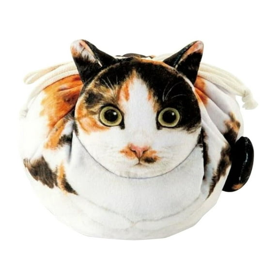 Fashionable Women's Travel And Daily Use Drawstring Bag, Cute Calico Cat Printed Design With Soft Touch Lightweight Compact Secure Drawstring Closure For Easy Portability,