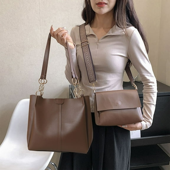 Fashionable Women's Two Piece Bag Set,Large Capacity Multifunctional Handbag,Shoulder Crossbody Bags,Polyurethane Material,Practical Fashion Design,Daily Travel Organizer