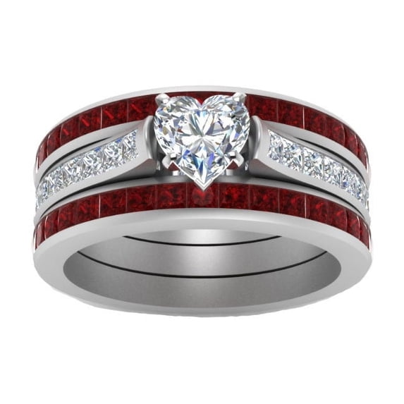 Fashionable Womens Heart Shaped Three-Layer Ring: Diamond Simulant Ruby Red Metal Ring for Everyday Elegance and Special Occasions