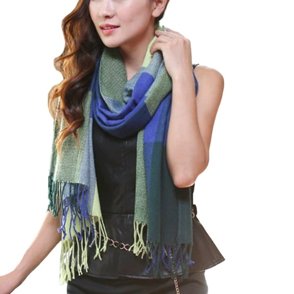 Fashionable Womens Large Plaid Wool Scarves for Fall and Winter