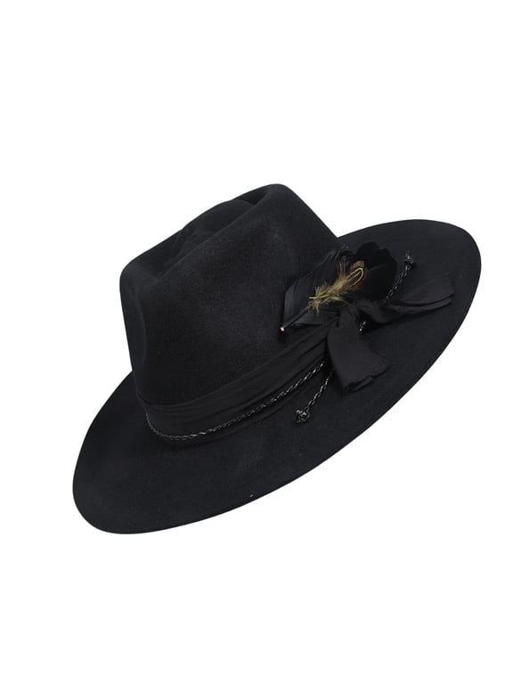 Fashionable Wool Hat with Skull Head Top Breathable Feathered Fedoras Hat For Men Women Jazzy Accessories Headwear