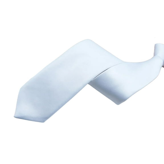 Fashionable Zippered Neck Tie in Classical Solid Color for Wedding Parties and Everyday Wear White Silk Pre Tied Necktie