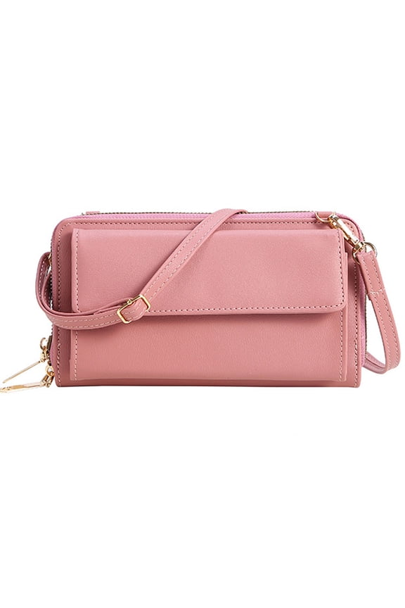 Fashionable Zippered Wallet for On-the-Go Style Large Capacity Diagonal Phone Purse with Touchscreen Function