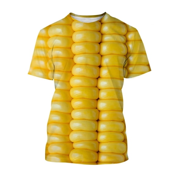 Fashionable and Fun Plant Gold Corn Chili Series Printed Men's Tshirt Casual Personalized Round Neck Plus Size Short Sleeve