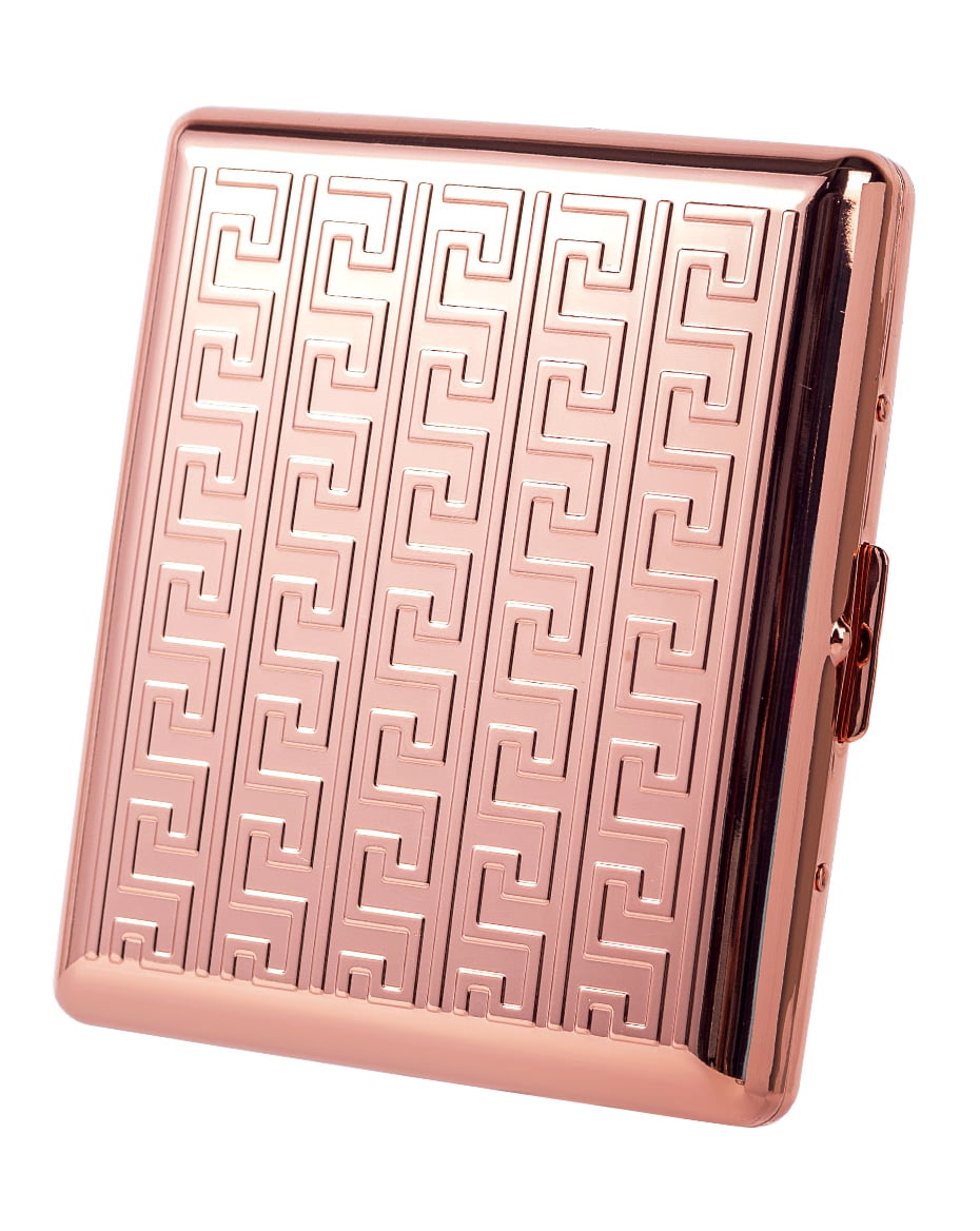 Fashionable and Practical Vintage Metal Cigarette Case for 84mm (King Size)  20pcs, RFID Credit Card Wallet (Rose)