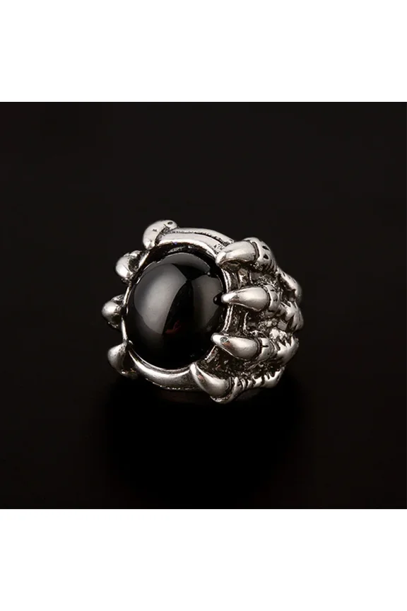 Fashionable and Simple Lobster Claw Eyes Retro Gothic Big Black and Red Zircon Men's Ring 14K White Gold Trendy Brand Niche Party Jewelry Gift