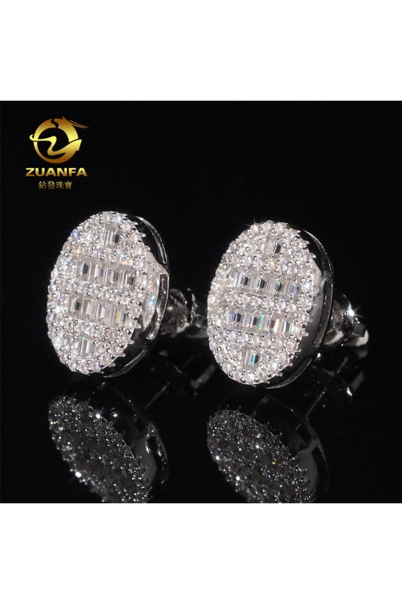 Fashionable and high-end 925 silver moissanite cross for male and female couple earrings, earrings can be tested with a diamond pen