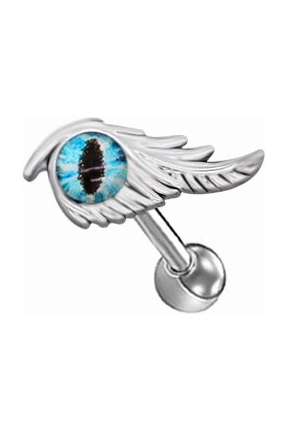 Fashionable eye-shaped faux bull-eye earrings, personalized feather faux bull-eye piercing ear bone jewelry