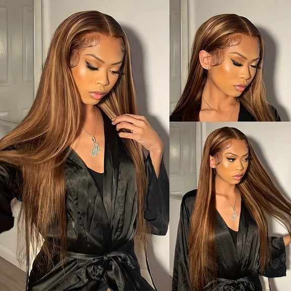 Fashionable gold brown Highlighted Wig Lace Front Lace Wig Ladies Full Head Cover