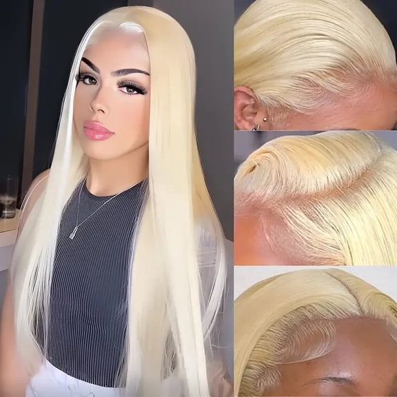 Fashionable light gold wig African hot selling front lace mid split long straight synthetic headband