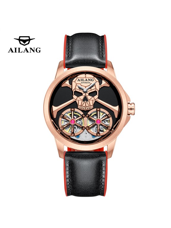 Fashionable luxury Men's Automatic Double Tourbillon Watches for Men Sports Silicone Strap Skeleton Mechanical Watches Male