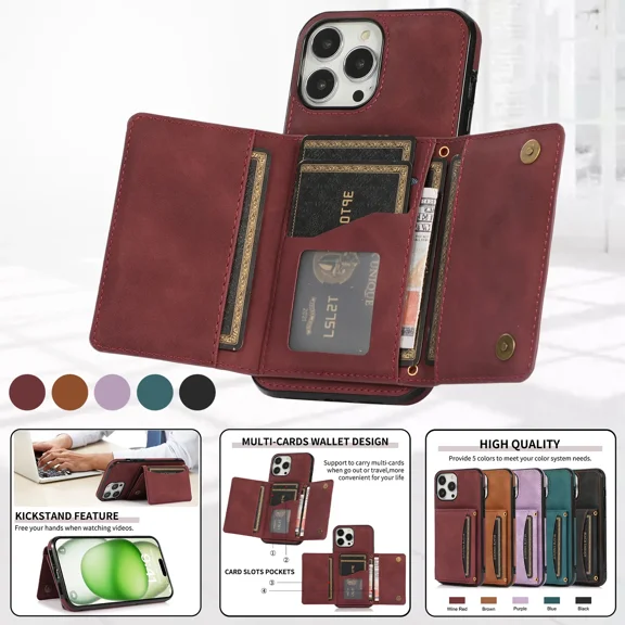 Fashionable luxury three fold multi card slot phone case PU leather credit card holder phone accessories suitable for iPhone 12 phone case