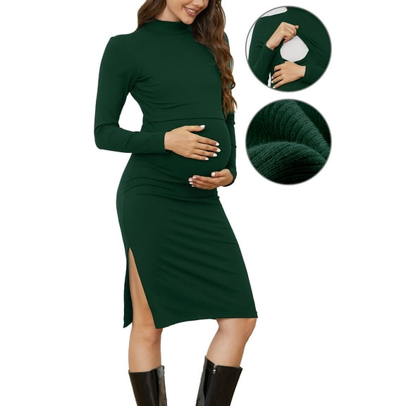 Fashionable maternity clothes, nursing dresses, warm and comfortable in autumn and winter, breastfeeding evening dresses,L