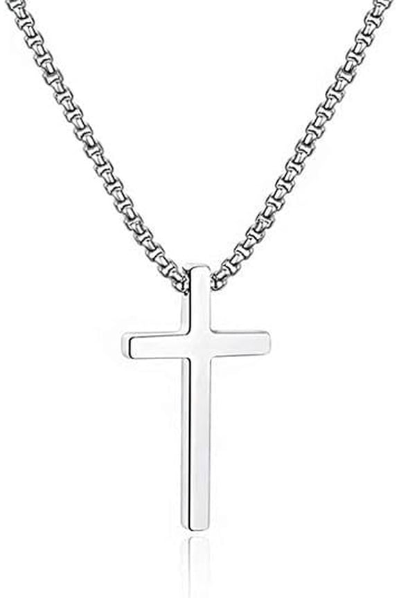 Fashionable, minimalist, personalized men's and women's smooth cross titanium steel necklace, fashionable and trendy men's hip-hop pendant