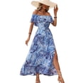 thumbnail image 1 of Fashionable new one-shoulder ruffled printed dress, 1 of 5