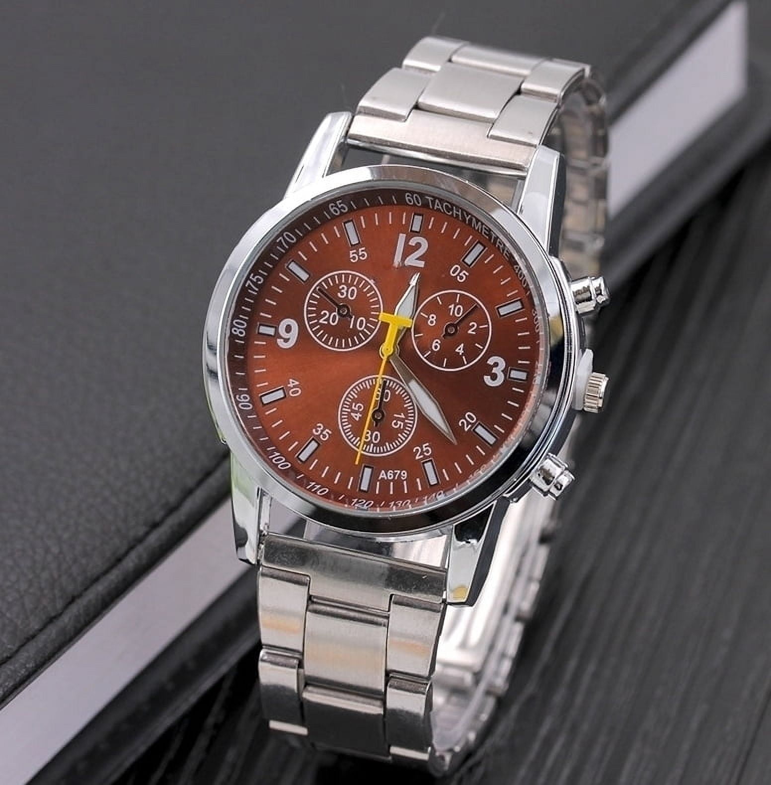 Fashion Men's Watch Steel Band Large Dial Quartz Wrist Watch main image 0