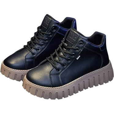 Fashionable retro high top casual leather shoes for women in autumn and winter, versatile and trendy height increasing short boots