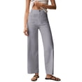 thumbnail image 1 of Fashionable stretch cotton cropped wide-leg jeans, casual ankle-length jeans, 1 of 9