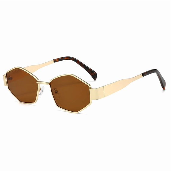 Fashionable sunglasses, metal small frame polygonal shading sunglasses