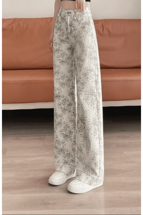 Fashionable wide-leg jeans for ladies, size XS-XXL
