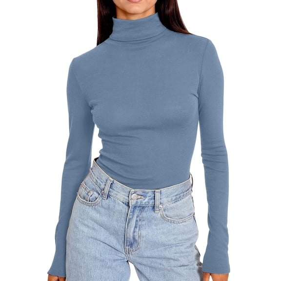 Fashionable women's high-neck long-sleeved basic warm top