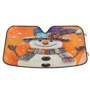 Fashionably Dressed Snowmen Car Windshield Sun Shade Foldable Car Front Window Visor Heat and UV Protection 53x23.5