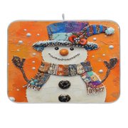 Fashionably Dressed Snowmen Dish Drying Mat for Kitchen Counter 16x18 In Absorbent Microfiber Reversible Mats Dish Drainer Protector Rack Pad for Coffee Bar Table