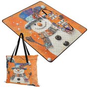 Fashionably Dressed Snowmen Extra Large Picnic Beach Blanket Waterproof Sand Proof Portable Outdoor Mat 60x80