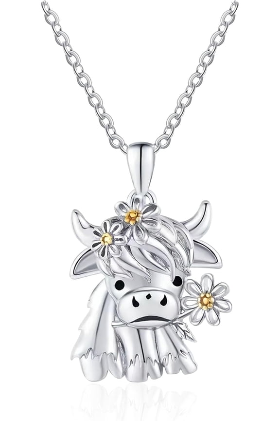 Fashional Highland Cow Necklace Hypoallergenic Cute Animal Necklace Jewelry Christmas Birthday Gifts for Women Cow Lover