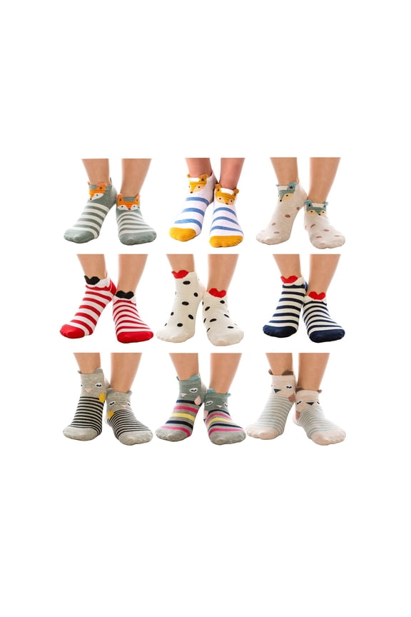 Women's Animal Funny Casual Cotton Ankle & Crew Socks (9 Pack)