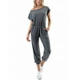 thumbnail image 1 of Fashionazzle Women's Sexy Off Shoulder Elastic Waist Beam Foot Jumpsuit Rompers, 1 of 14