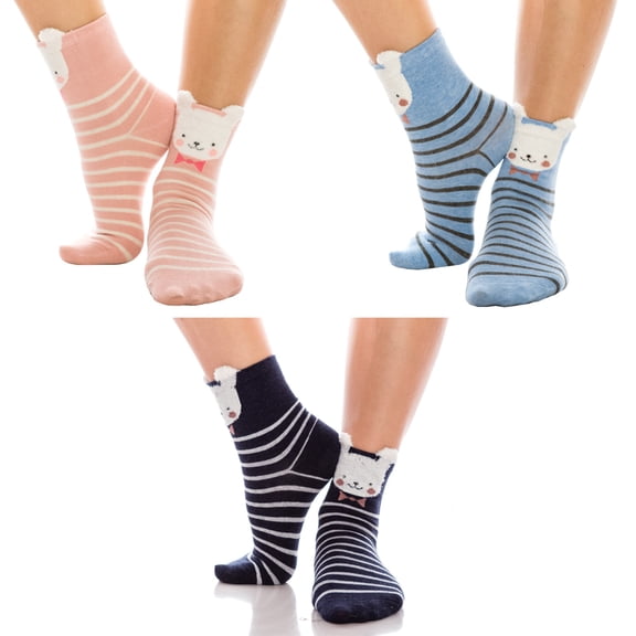 Fashionazzle Womens Novelty Socks Cute Animal Cotton Crew Socks (6 Pack)