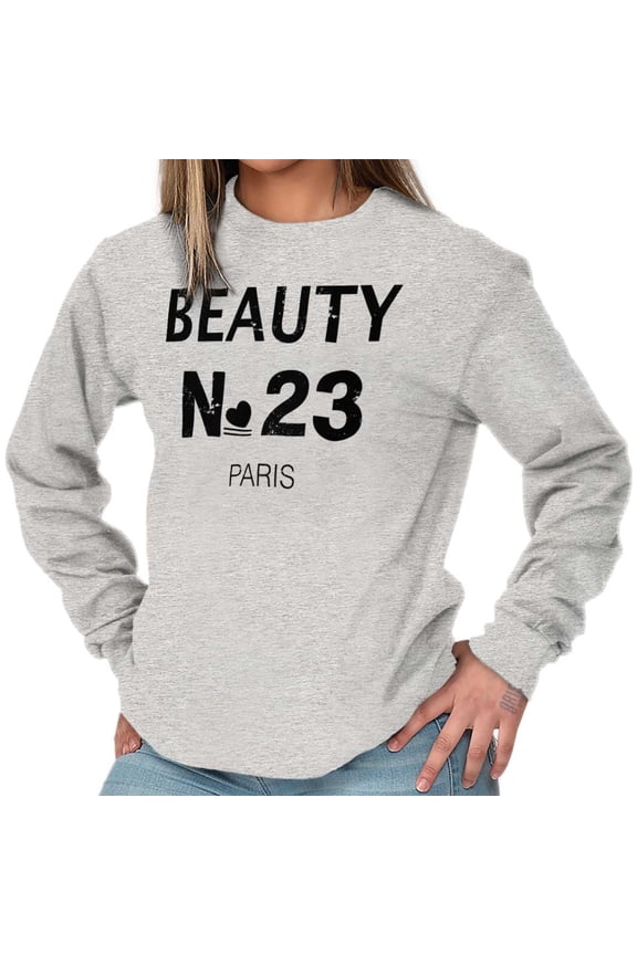Fashionista Beauty No 23 Paris Heart Women Plus Size Long Sleeve Graphic Tee Brisco Brands 3X