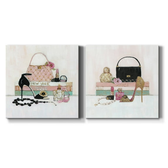 Fashionista I - Premium Gallery Wrapped Canvas - Ready to Hang Set of 2 - 16 x 16 Each