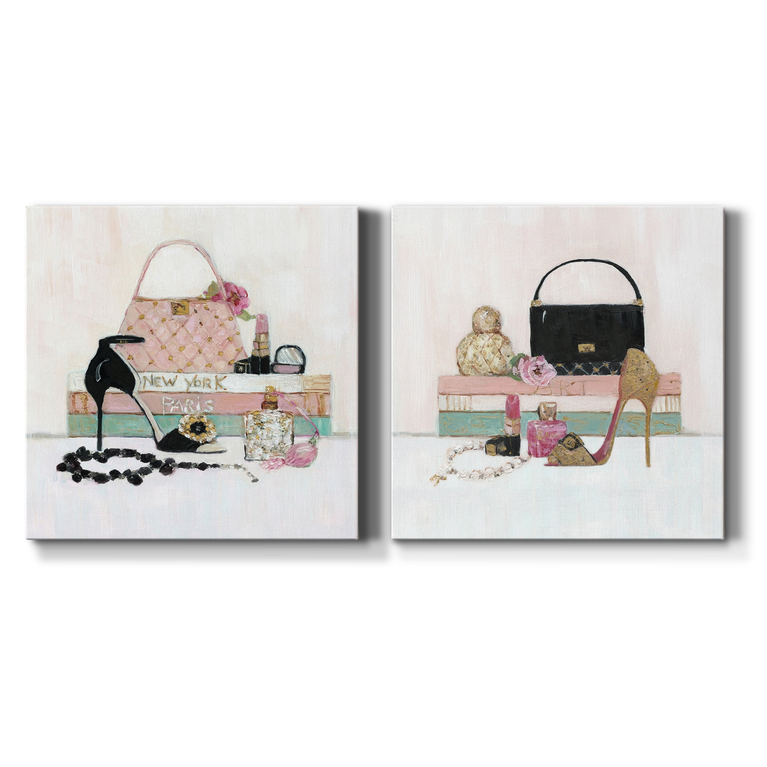 Fashionista I - Premium Gallery Wrapped Canvas - Ready to Hang Set of 2 - 40 x 40 Each