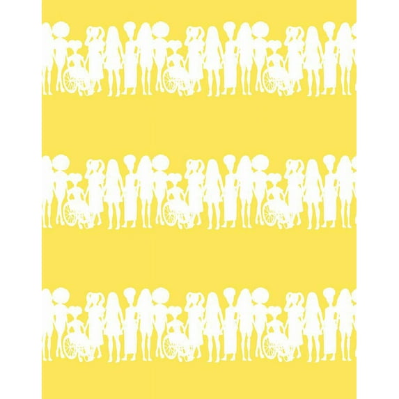 Fashionista Silhouettes Stripe Removable Vinyl Wallpaper by Barbie- Daffodil