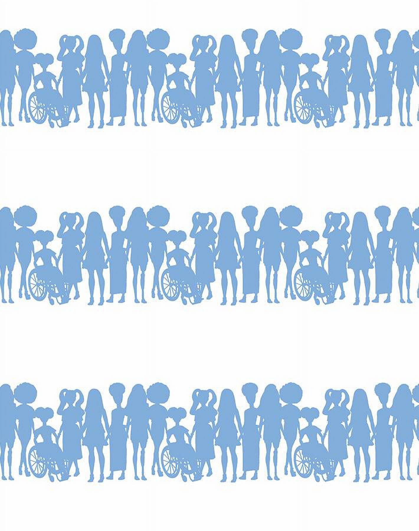 Fashionista Silhouettes Stripe Removable Vinyl Wallpaper by Barbie- Denim