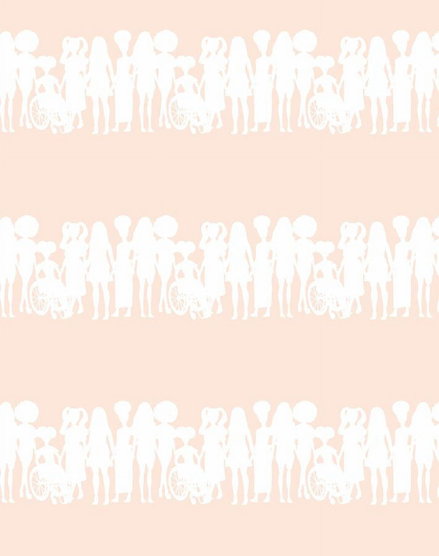 Fashionista Silhouettes Stripe Removable Vinyl Wallpaper by Barbie - Peach