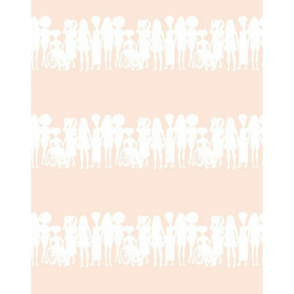 Fashionista Silhouettes Stripe Removable Vinyl Wallpaper by Barbie - Peach