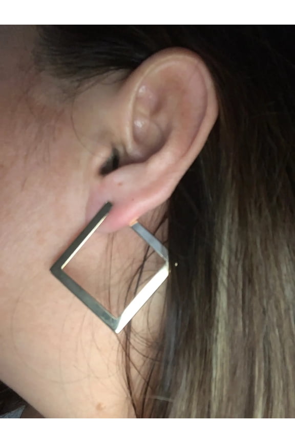 Fashionista Women Minimalist Hoop Earrings Silver Color Metal Square Earrings Simple Stud Earrings