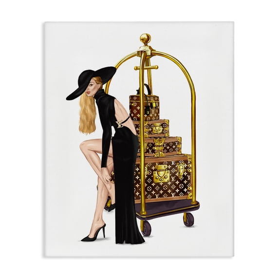 Stupell Industries Glam Fashionista with Hotel Luggage Canvas Art, 30 x 40, by Ziwei Li