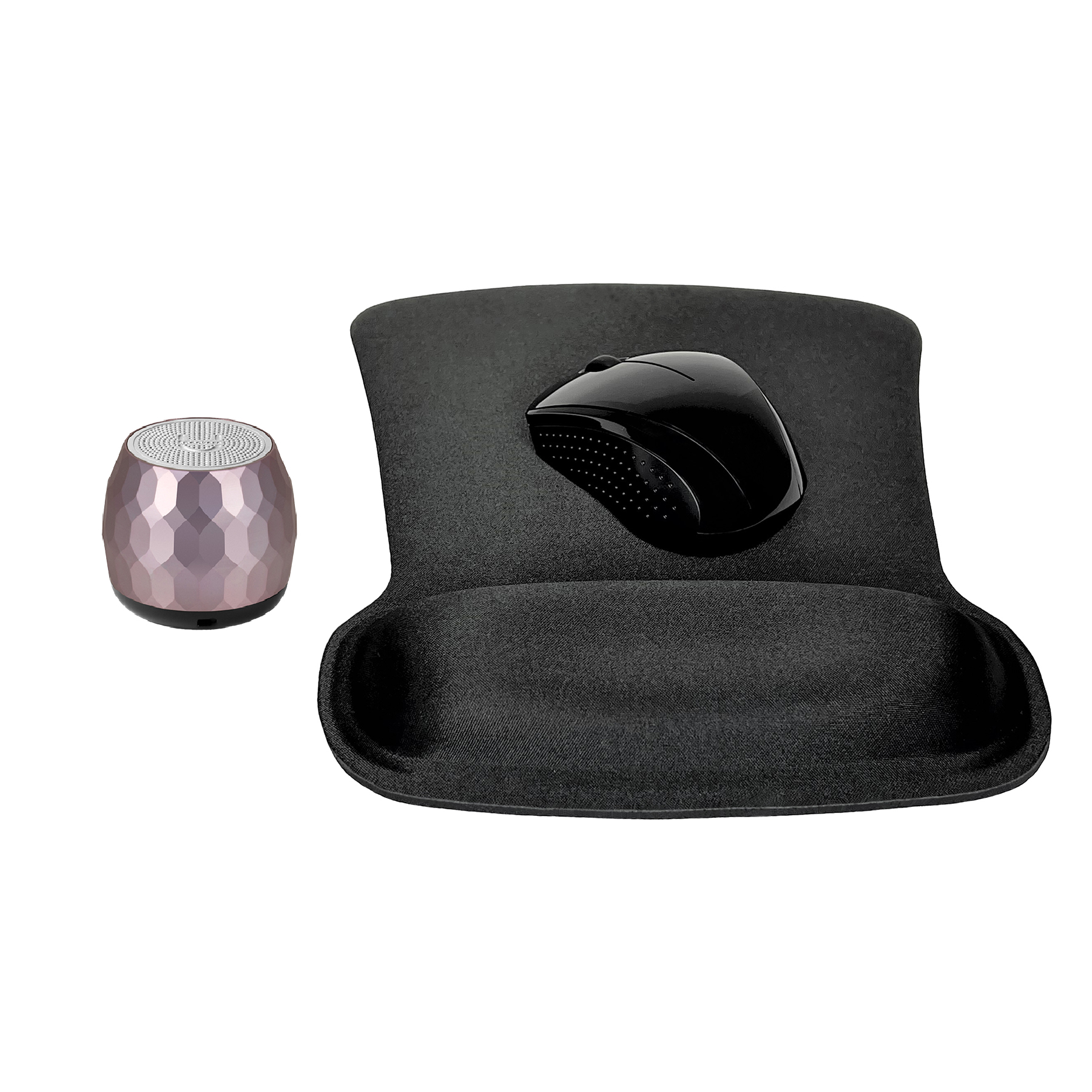 Fashionit U Speakers Bluetooth Micro Speaker Travel Home Office Bundle with Black Wireless Mouse X3000 G2, & Coordinating Gel Mouse Pad, for Modern Workspace