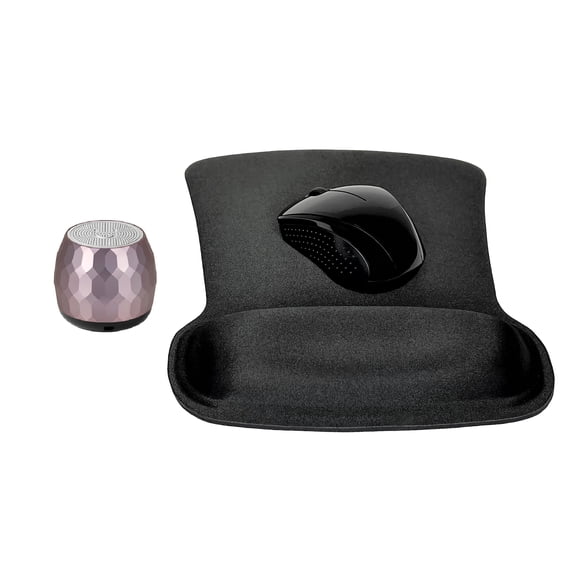Fashionit U Speakers Bluetooth Micro Speaker Travel Home Office Bundle with Black Wireless Mouse X3000 G2, & Coordinating Gel Mouse Pad, for Modern Workspace