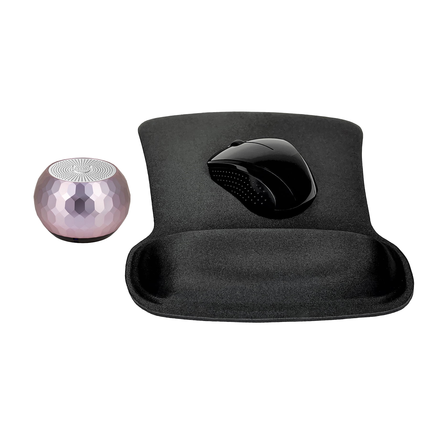 Fashionit U Speakers Bluetooth Mini Glam Speaker Travel Home Office Bundle with Black Wireless Mouse X3000 G2, & Coordinating Gel Mouse Pad, for Modern Workspace – Lilac
