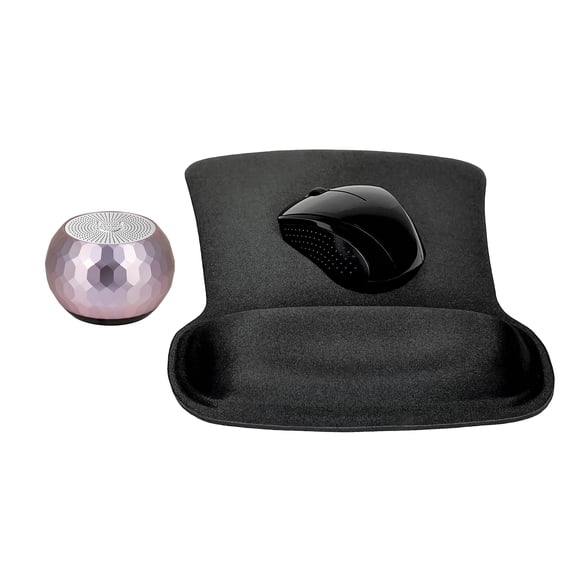 Fashionit U Speakers Bluetooth Mini Glam Speaker Travel Home Office Bundle with Black Wireless Mouse X3000 G2, & Coordinating Gel Mouse Pad, for Modern Workspace – Lilac