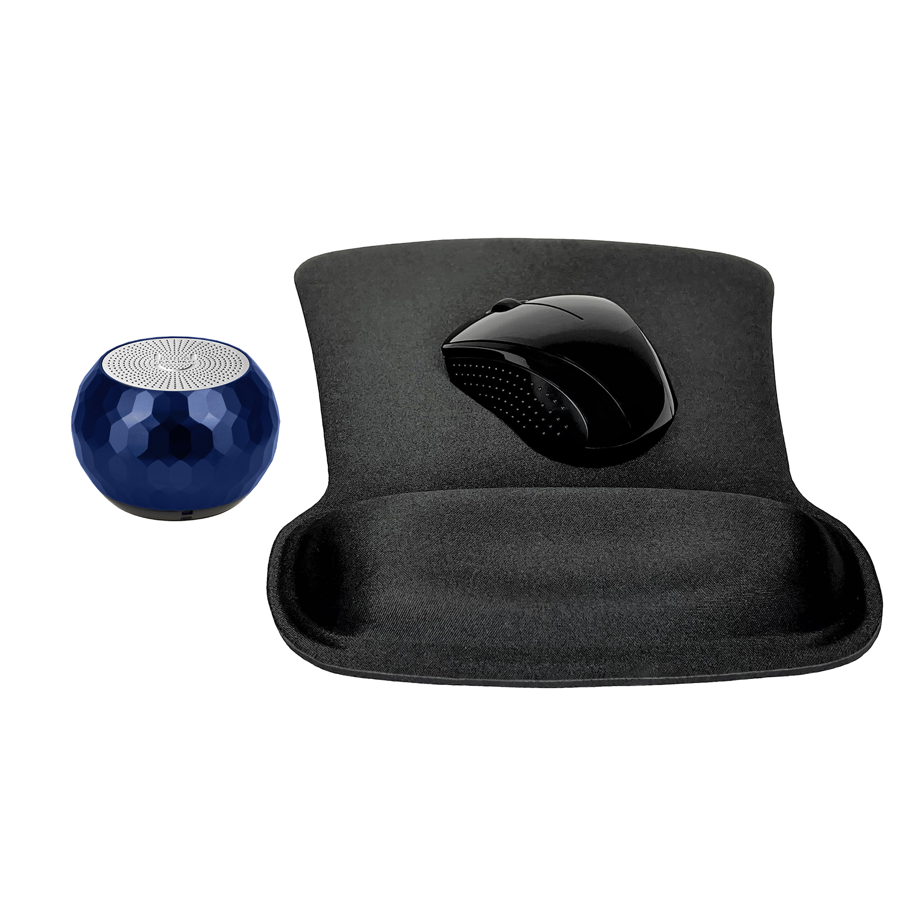 Fashionit U Speakers Bluetooth Mini Glam Speaker Travel Home Office Bundle with Black Wireless Mouse X3000 G2, & Coordinating Gel Mouse Pad, for Modern Workspace – Midnight Blue